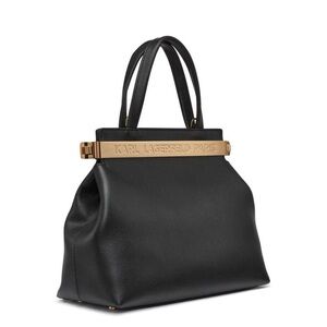 Karl Lagerfeld Black Satchel with Gold Accents